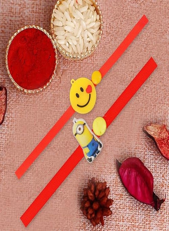 Vientiq Set of 2 Kids Rakhi Combo Minions and Smiley Rakhi with Roli Chawal Rakshabandhan for Brother's - Image 3